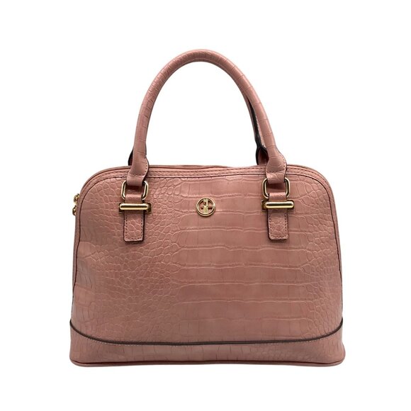Giani Bernini Dusty Pink Croc Embossed Faux Leather Dome Satchel - Picture 1 of 10